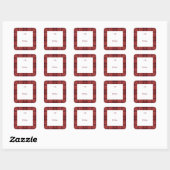 Rode kerstplaid van en voor cadeau vierkante sticker (Vel)