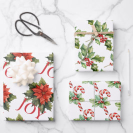  RODE KERSTPOINSETTIA, HULST, CANDY CANE INPAKPAPIER VEL