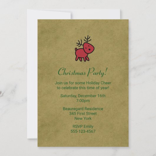 Rode Kerstrenrendier, uitgenodigen Kaart (Voorkant)