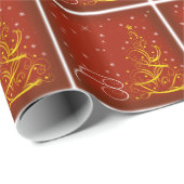 Rode kerstscène cadeaupapier (Rol Hoek)