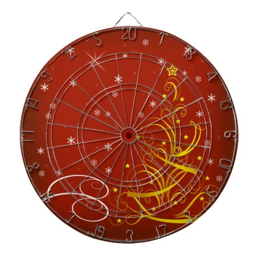 Rode kerstscène dartbord (Voorkant)
