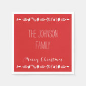 Rode kerstservetten met witte bladeren servet (Voorkant)