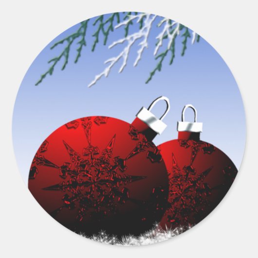 Rode kerstsieraden voor feestelijke envelop voor z ronde sticker (Voorkant)