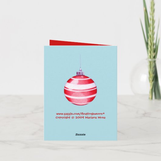 Rode kerstsierblauwe kaart (Achterkant)