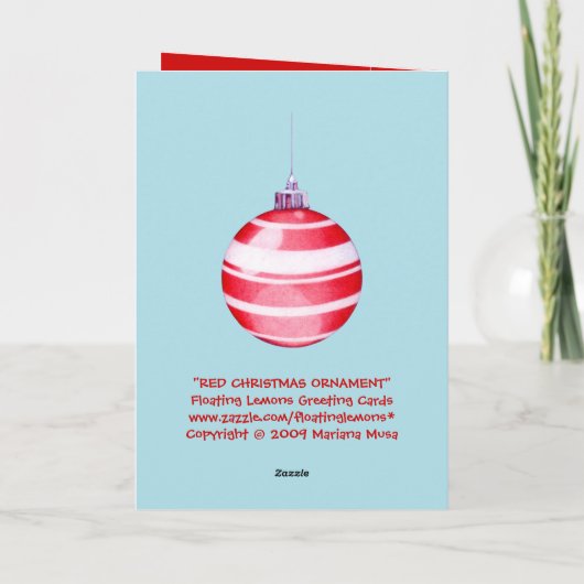 Rode kerstsierblauwe kaart (Achterkant)