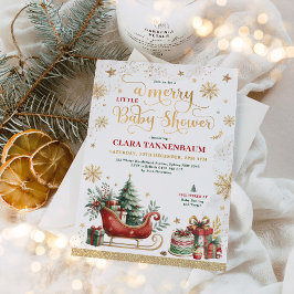 Rode Kerstslee | Een vrolijk klein Baby shower Kaart