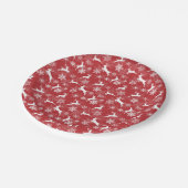 Rode kerstsn flakes herten patroon papieren bordje (Gekanteld)