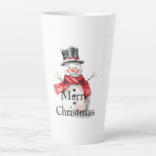 Rode Kerstsneeuwman Latte Mok (Voorkant)
