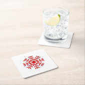  rode kerstsnowflake kartonnen onderzetters (Insitu)