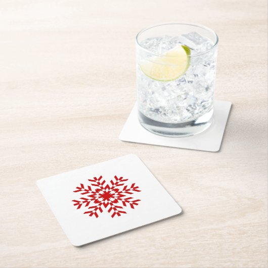  rode kerstsnowflake kartonnen onderzetters (Insitu)