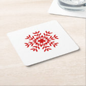  rode kerstsnowflake kartonnen onderzetters (Schuin)