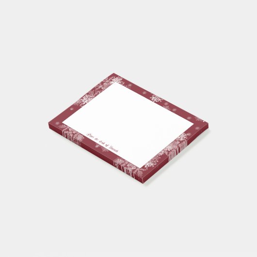 Rode kerstsnowflakes Aangepaste notities Post-it® Notes (Schuin)