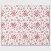  rode kerstsnowflakes op winterwit cadeaupapier (Vlak)