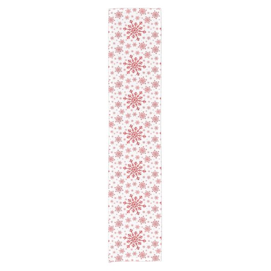  rode kerstsnowflakes op winterwit korte tafelloper (Voorkant)