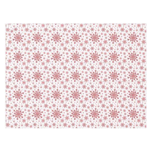  rode kerstsnowflakes op winterwit tafelkleed (Voorkant (Horizontaal))