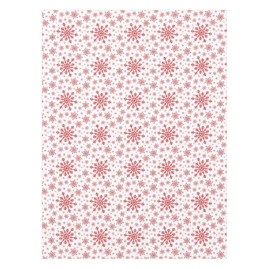  rode kerstsnowflakes op winterwit tafelkleed (Voorkant)