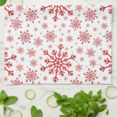  rode kerstsnowflakes op winterwit theedoek (Gevouwen)