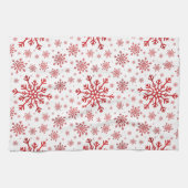  rode kerstsnowflakes op winterwit theedoek (Horizontaal)