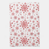  rode kerstsnowflakes op winterwit theedoek (Verticaal)