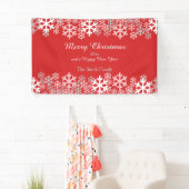 Rode kerstsnowflakes Patroongroeten Spandoek (Insitu)