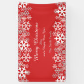 Rode kerstsnowflakes Patroongroeten Spandoek (Verticaal)