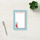 Rode Kerstsok Met Blauwe En Aangepaste Tekst Post-it® Notes (Kantoor)