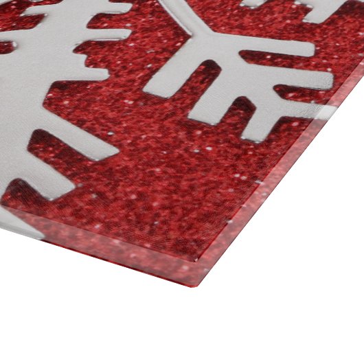 Rode kerstsparkels snijplank (Hoek)