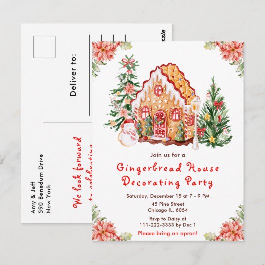 Rode kerststal decoratie feest briefkaart (Voorkant / Achterkant)