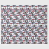 Rode kerststal in sneeuw cadeaupapier (Vlak)