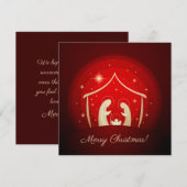 Rode kerststal Vrolijk kerstfeest Feestdagenkaart (Voorkant / Achterkant)