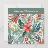 Rode Kerstster Bloemen Bladeren Pretty Chic Bloemm Feestdagenkaart (Voorkant)