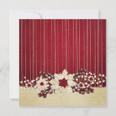 Rode Kerstster Damask Gold bruiloft uitnodiging (Achterkant)