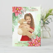 Rode Kerstster Foto Frame Feestdagenkaart (Staand voorkant)