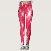 Rode kerststerren met sneeuwvlokken en poinsettia leggings (Voorkant)
