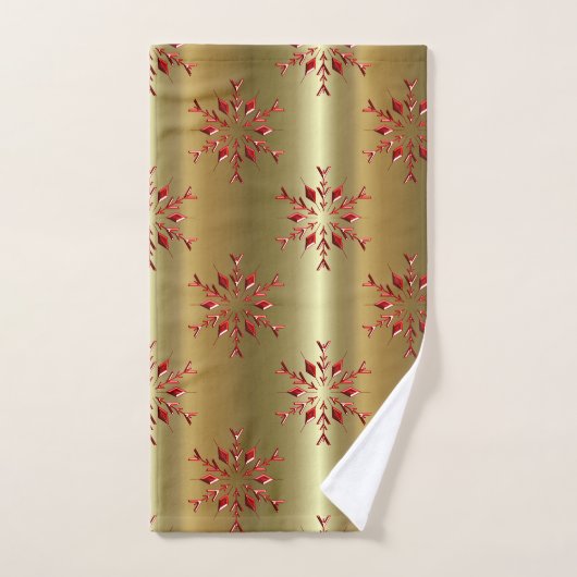 Rode kerststerren op goud bad handdoek (Handdoek)