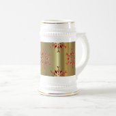 Rode kerststerren op goud bierpul (Voorkant rechts)