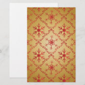 Rode kerststerren op goud briefpapier (Voorkant / Achterkant)