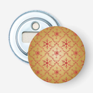 Rode kerststerren op goud button flesopener