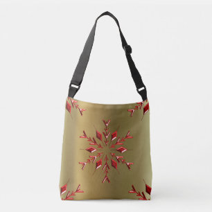 Rode kerststerren op goud crossbody tas