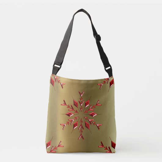 Rode kerststerren op goud crossbody tas (Voorkant)