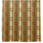 Rode kerststerren op goud douchegordijn (Voorkant)