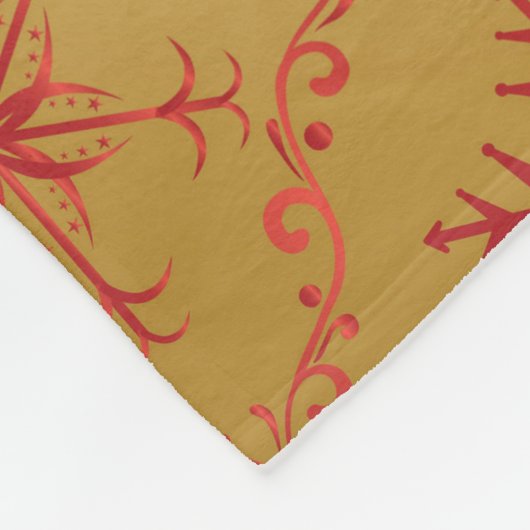 Rode kerststerren op goud fleece deken (Hoek)