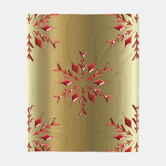 Rode kerststerren op goud fleece deken (Voorkant)