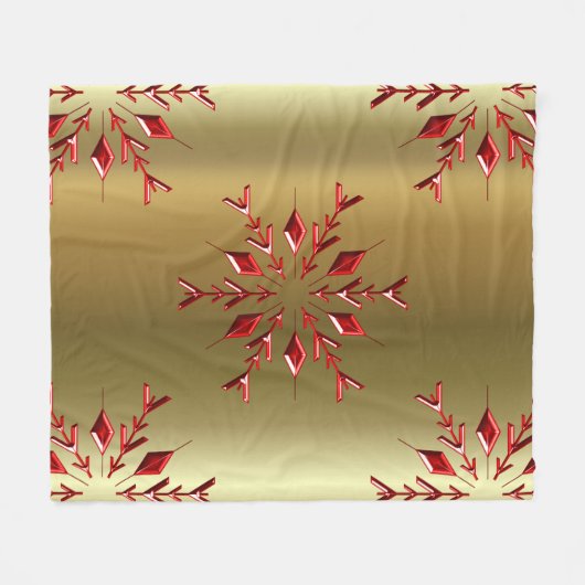 Rode kerststerren op goud fleece deken (Voorkant (Horizontaal))