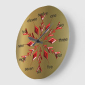 Rode kerststerren op goud grote klok (Hoek)