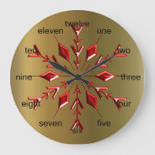 Rode kerststerren op goud grote klok (Voorkant)