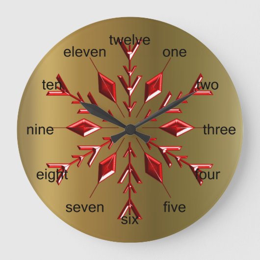 Rode kerststerren op goud grote klok (Voorkant)