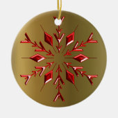 Rode kerststerren op goud keramisch ornament (Voorkant)