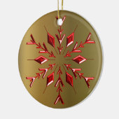 Rode kerststerren op goud keramisch ornament (Links)