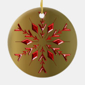 Rode kerststerren op goud keramisch ornament (Achterkant)